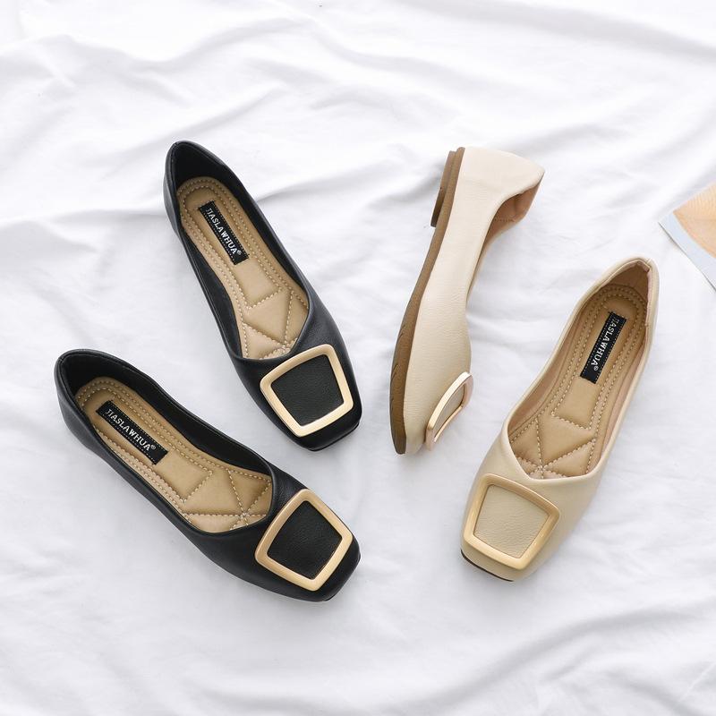 Flat-soled Single Shoes Women's 2025 New Autumn Shallow Soft-soled One-pedal Doudou Ladyshoes Large-size Women's Shoes 41-43 Summer