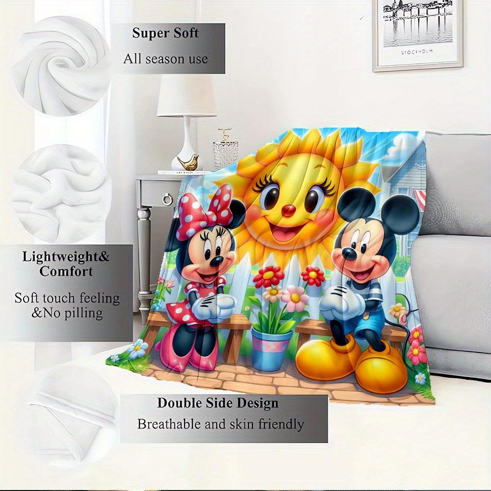 1pc Flannel Cartoon Mickey and Minnie Sun Pattern Bed Small Throw Blanket, Suitable for Sofa Blanket,