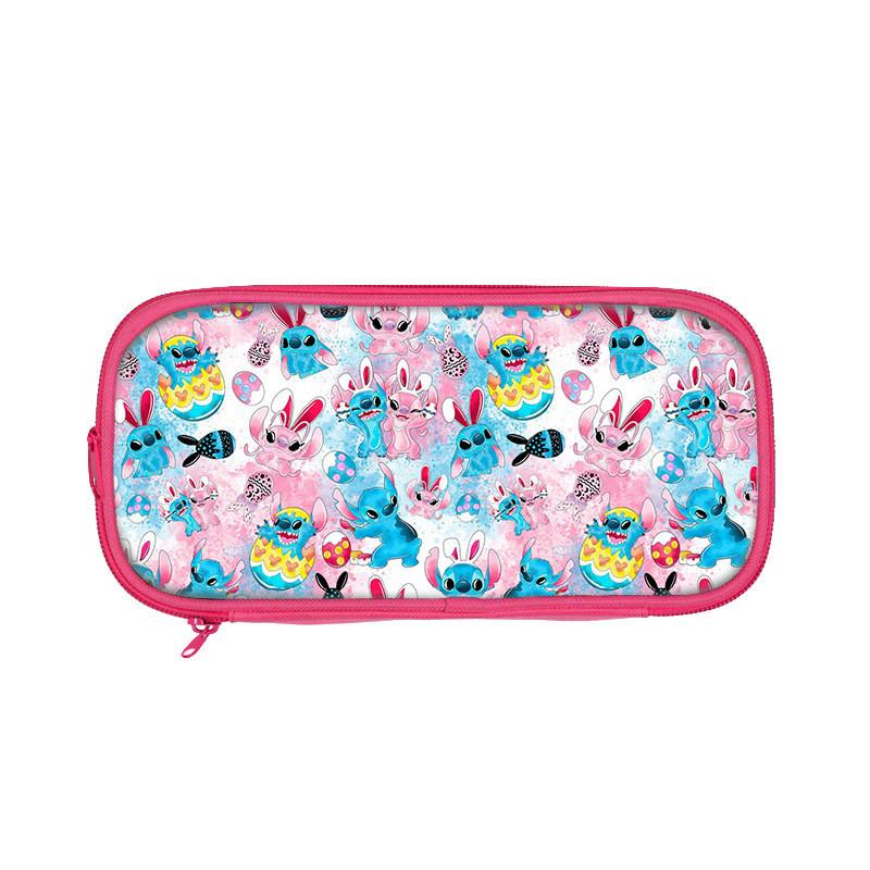 

Stitch And Angel Cartoon Print Student Double Layer Stationery Storage Bag For Students And School Supplies Style15