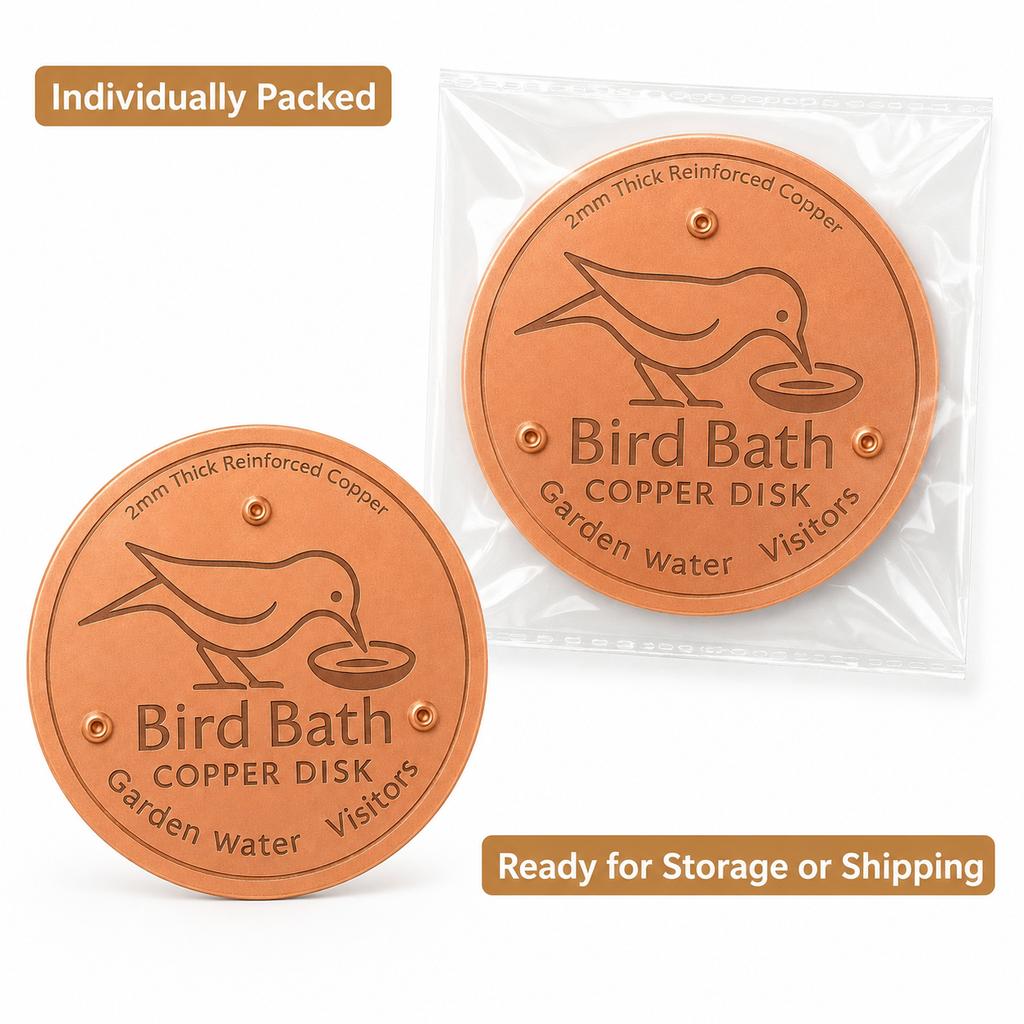 10cm Copper Bird Bath Disk Round Copper Plate with 3 Raised Support Points for Garden Bird Baths Fountains Outdoor Water Bowls