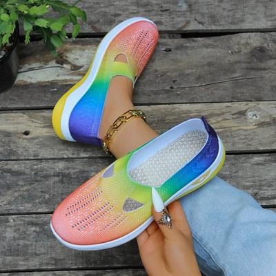 Fashion Anti-slip and Wear-resistant Lady Casual Mesh Shoes 2024 New Brilliant Rainbow-colored Women's Vulcanized Shoes Zapatos De Mujer