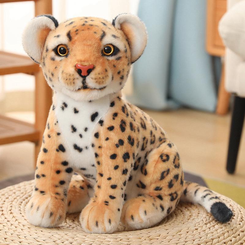 28/32cm Simulation White Leopard Lifelike Animal Plushie Sitting Spotted Leopard Nice Gifts Designed For Friends Home Decro