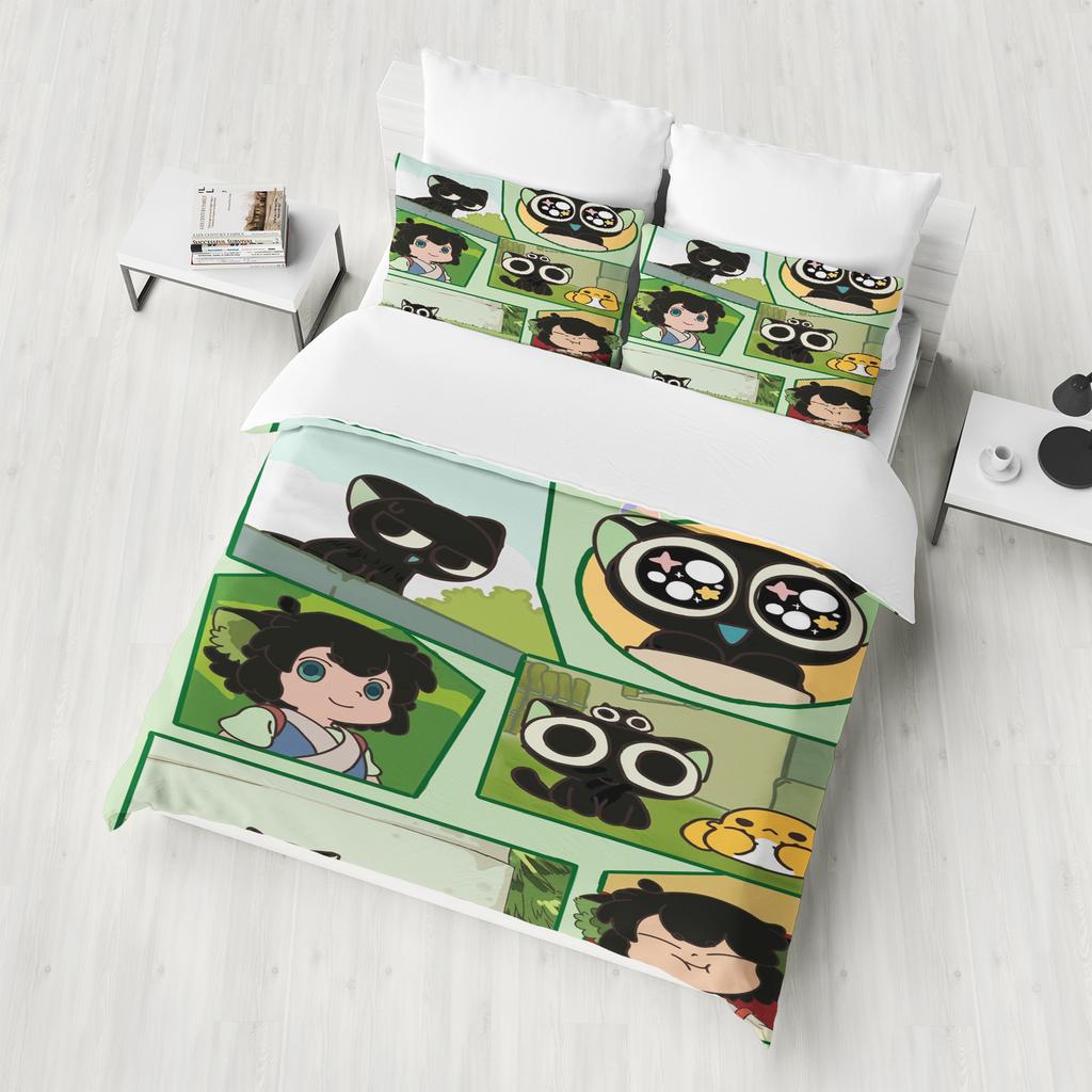 Luo Xiaohei Printed Polyester Children 3D Children'S King Size  Bedding Duvet Cover Set Cute Printed Cartoon Quilt Cover Home