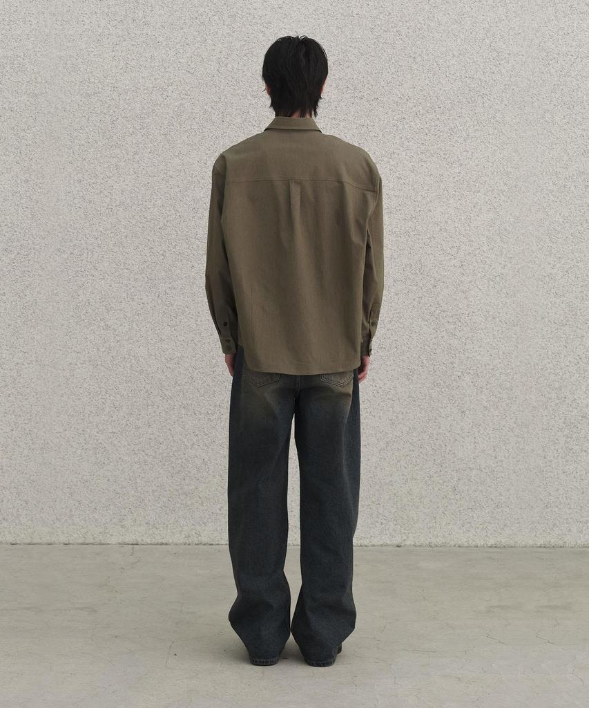 SENTAIR Curved Line Pigment Shirt_Khaki