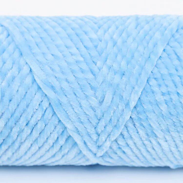 3 Strands Glossy Velvet Hand-Woven Thread Woven Scarf Doll Blanket Chenille Thread Segment Dye 100G Ball