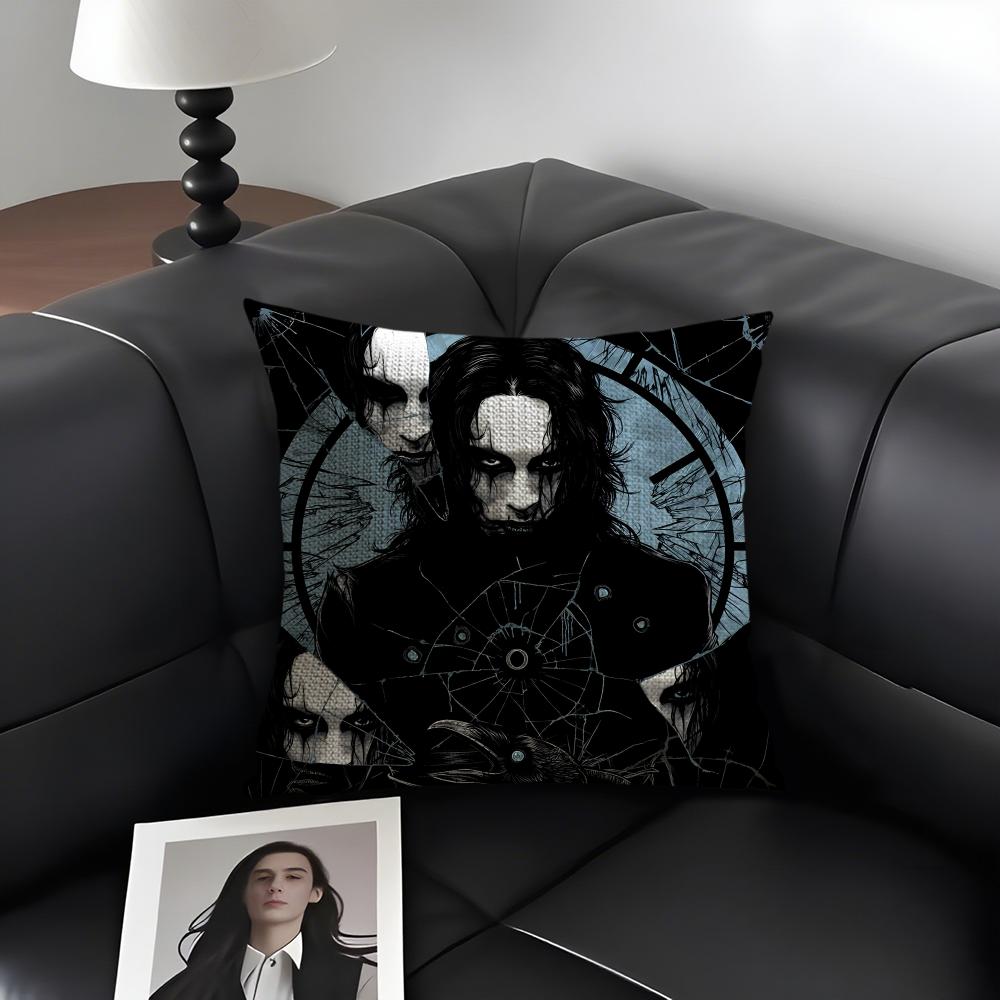 T-The C-Crow Movie Cushion Cover Natural Linen Organic Fabric Double-Sided Printing Sofa Home Decor Gift Pillow Case