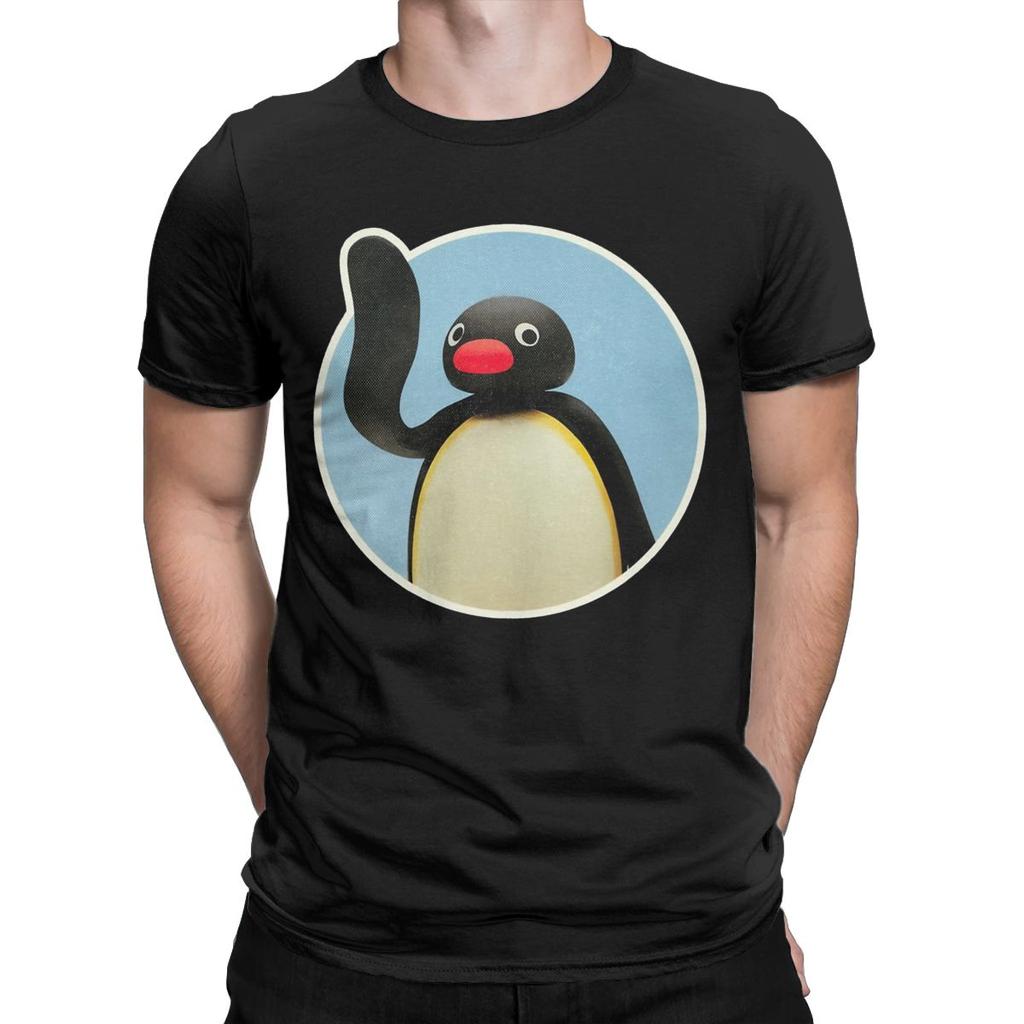 Vintage Pingu Noot Noot T-Shirt for Men Round Neck Pure Cotton T Shirts Short Sleeve Tees Graphic Clothes