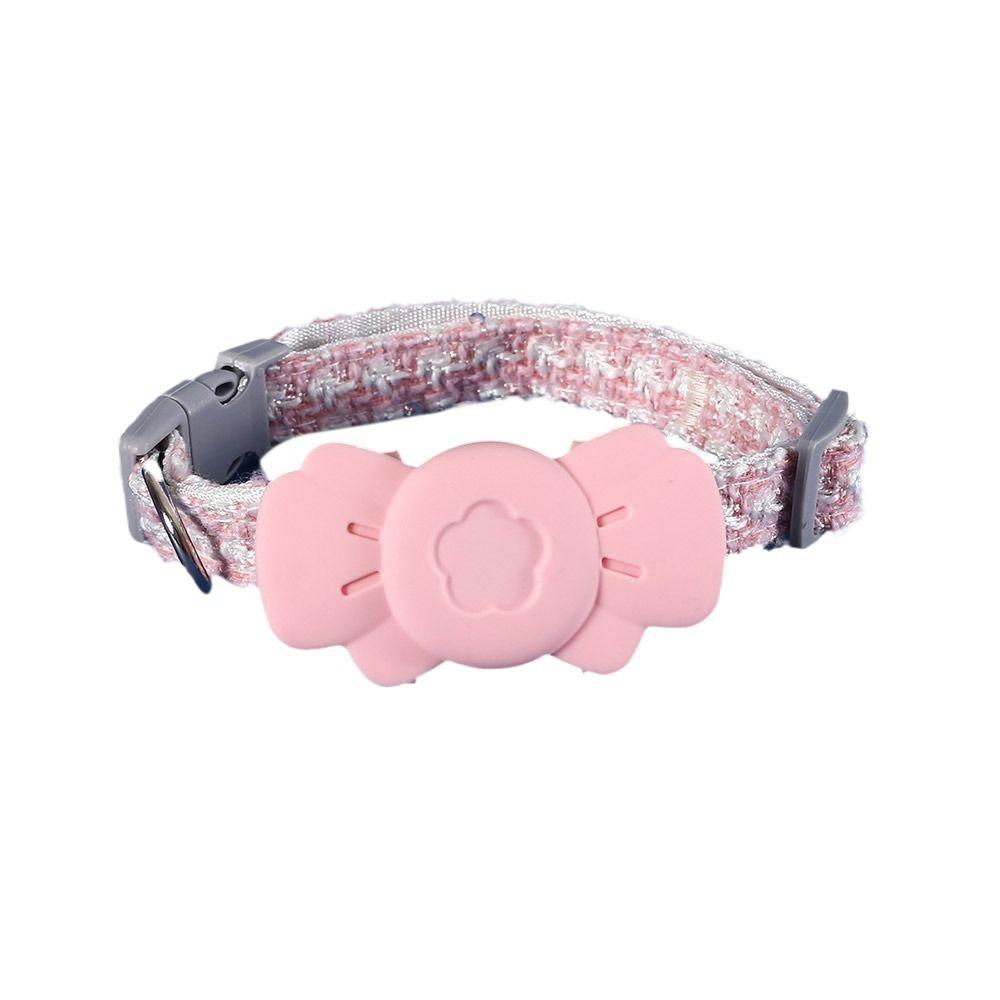 

Adjustable Dog Cat Positioning Tracker Collar Cover Bow Tie Pet Leash For Airtag Tracke pink-Collar