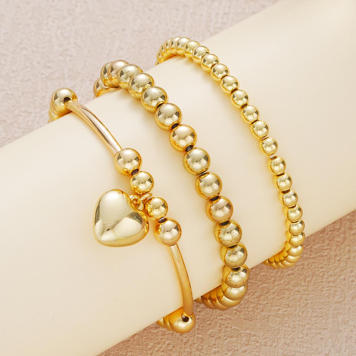 

Simple Bead Love Heart Bracelet Set For Women Vintage Minimalist Elegant Exquisite Round Bracelets Vacation Jewelry