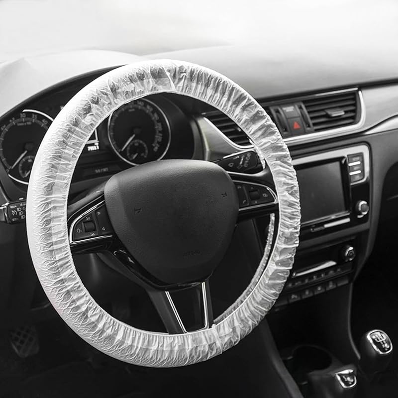 Disposable Steering Wheel Covers, Transparent Car Accessories, Plastic Steering Wheel Cover, Steering Wheel Protector (Translucent-50Pcs)