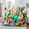 Custom Name Cocomelon Theme Printed Blanket - Perfect for Couch, Bed, Travel & Outdoor Use | Machine Washable, Cozy & Durable.