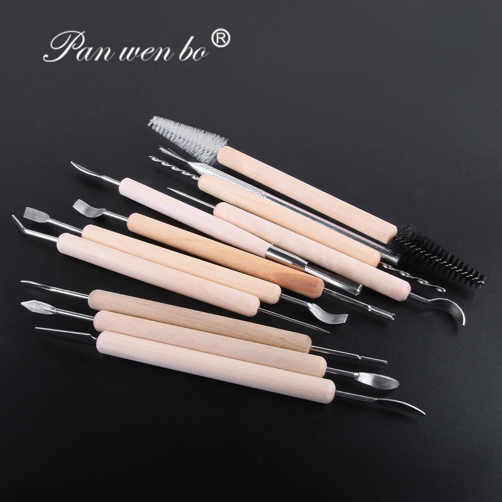 Panwenbo 11-Piece Wooden Polymer Clay Sculpting Tool Set