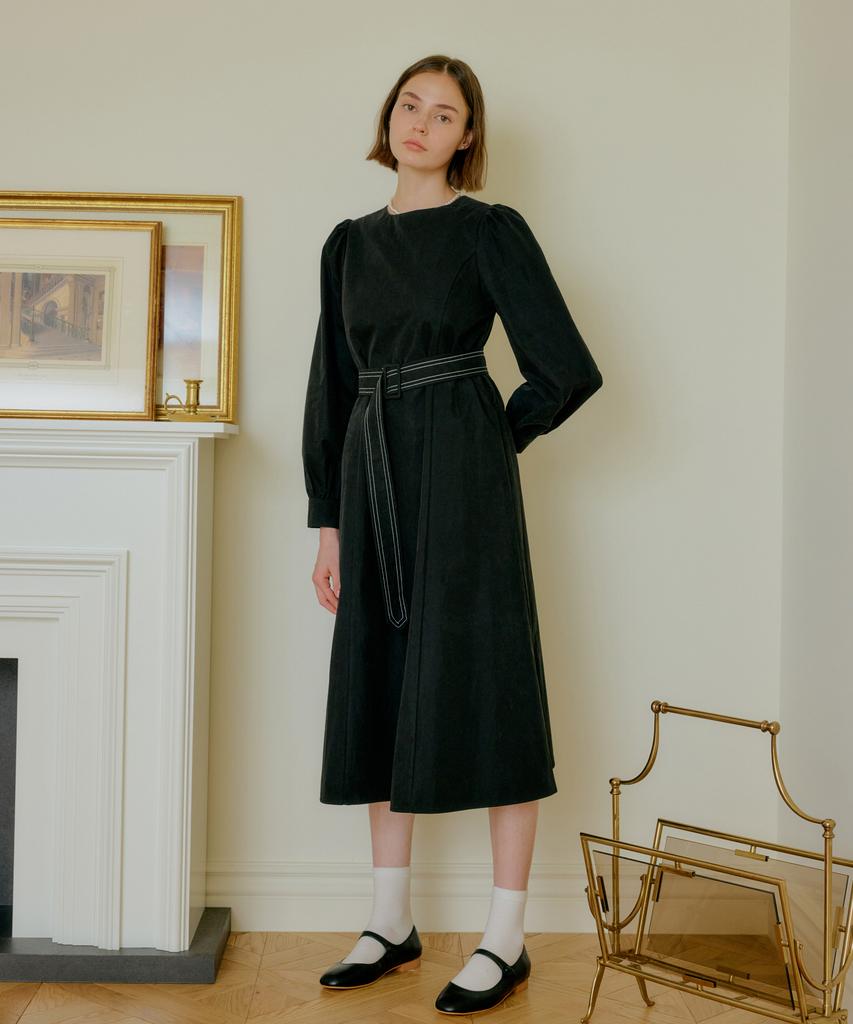 Yeoppe Belt Stitch Onepiece_Black