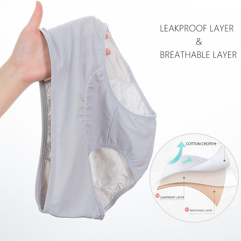 3Pack Women Menstrual Period Breathable Panties Antibacterial Cozy Waterproof Underpants Brief