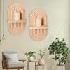 2Pieces Bohemian Wall Shelf Floating Shelves Oval Shape Storage Display Rack Hanging Shelf for Bathroom Bedroom Decors