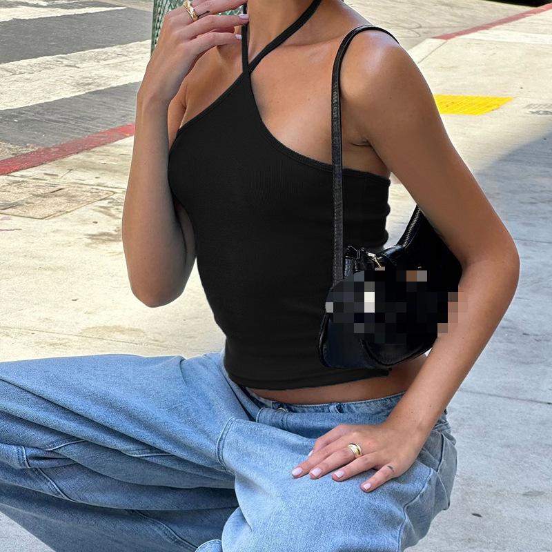 European and American Retro Neck Hanging Suspender Sexy Backless Slim Fit Vest