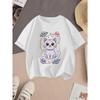 European Sizes Star Cat Summer Girls Fashion Clothing T-Shirt Printed Short-Sleeved T-Shirt Casual Top