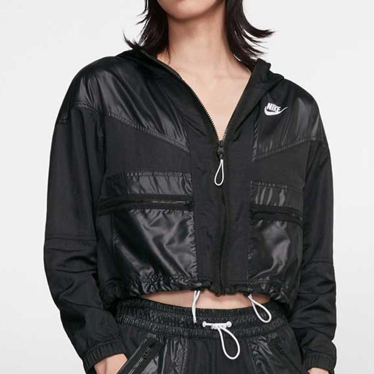 Nike Cropped Coats Women's Black Hooded Moderate BV2834-010