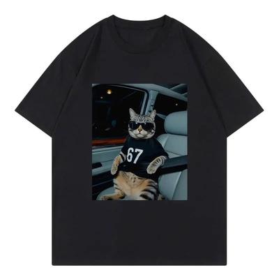 Katze Lustiges Meme Grafik Gedruckte T-Shirts Damenbekleidung Mode T-Shirt Sommer Lässig Kurzarm Damenbekleidung