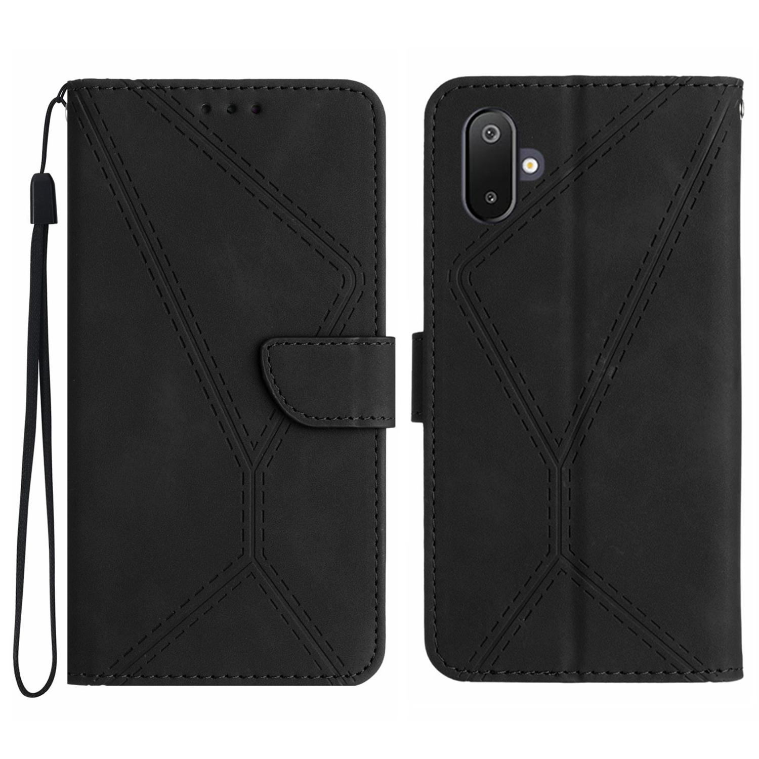 

Чехол-книжка из искусственной кожи с тиснением в виде линий на ощупь для Samsung Galaxy F06 5G/M06 5G A