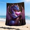 1pc Dragon Heart Throw Blanket Polyester Fiber, Lightweight Flannel, Soft & Warm, All Season Use for Outdoor, Camping Digital Print