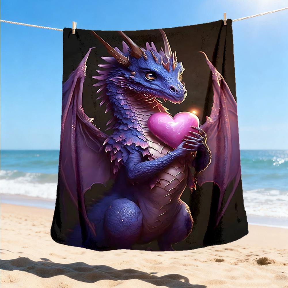 1pc Dragon Heart Throw Blanket Polyester Fiber, Lightweight Flannel, Soft & Warm, All Season Use for Outdoor, Camping Digital Print