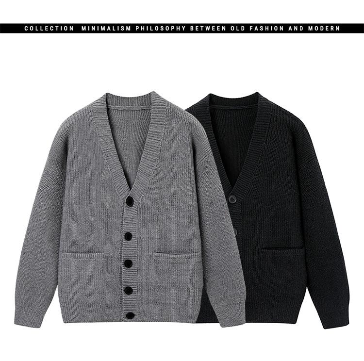 Men's Japanese Retro Cardigan: Casual, Solid Color, Cozy Knitwear for Autumn/Winter