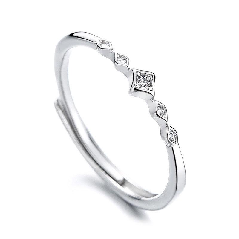 Exquisite Sweet Zircon Rhombus Adjustable Ring - Fashionable and Simple Design