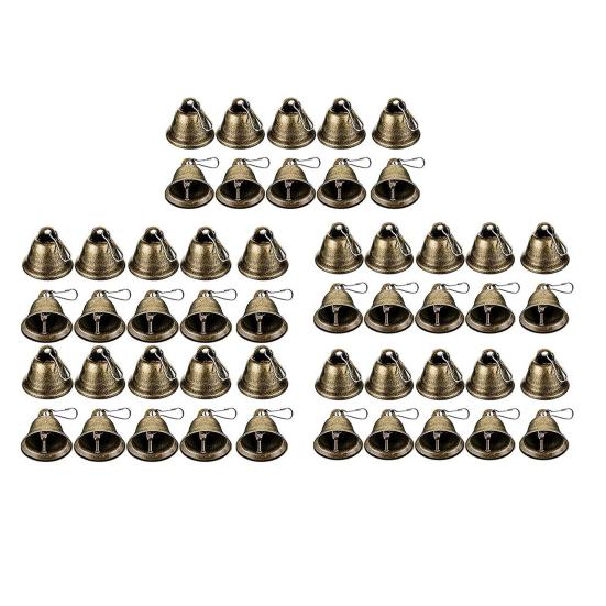 Small Bell Christmas Ornaments Vintage Brass Jingle Bells with Hook for Hanging Wind Chimes Making Home Wedding Christmas Party Decoration