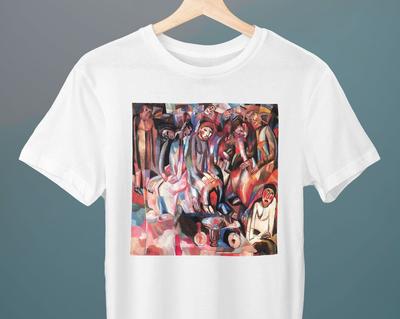 At The Table, Pavel Filonov Painting, Unisex T-Shirt, Art T-Shirt, Abstract T-Shirt, Realism, Gift for Her, Gift for Him, Art Lover Gift