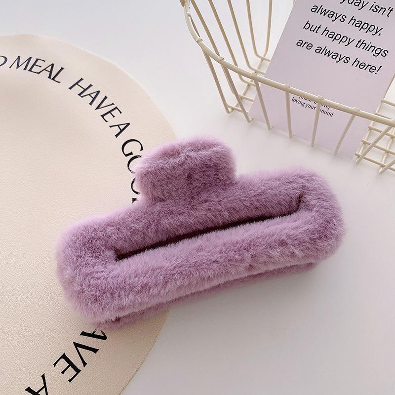 

Soft Contemporary Plush Square Hair Claw Clip In 13cm Size Perfect For Women Trendy Purple13cm