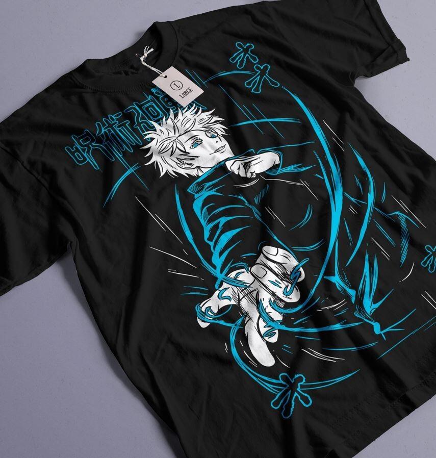 

Футболка Годжо Сатору Аниме Магия Битвы Ужасы Смешной Подарок Футболка Все Размеры M