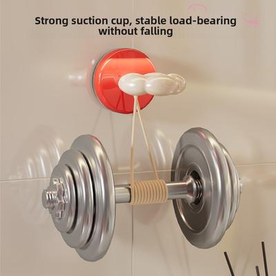 2pcs Detachable Rotating Suction Cup Hook Adhesive-Free Cream Color Bathroom Hook Portable Plastic Door Hook Office