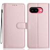 For Google Pixel 9a Wallet Case with Strap/Multiple Card Slots Solid Color Leather Stand Phone Cover