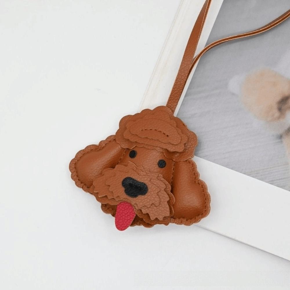 

Cute PU Puppy Bag Pendant Cartoon Dog Decorative Hanging Puppy Keyring Versatile Bag Charm Car Decoration коричневий