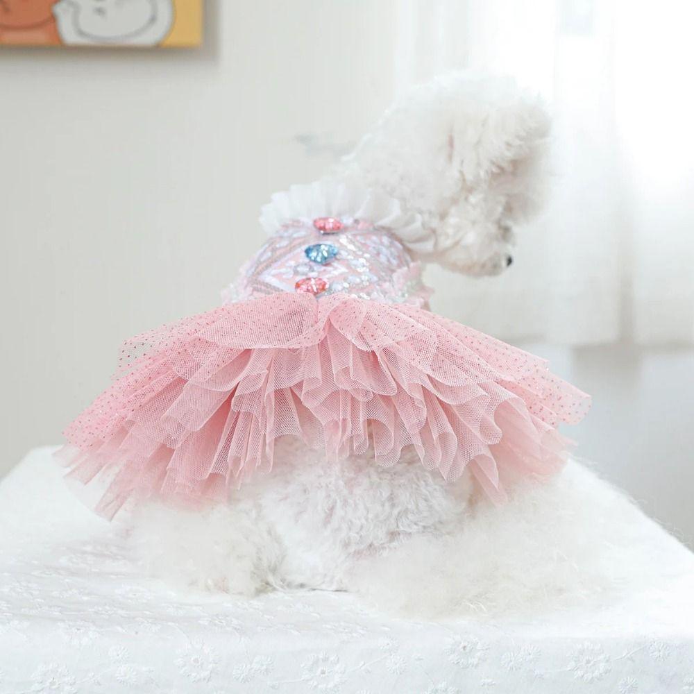 Pretty Dog Lace Skirt Princess Style Summer Dog Clothes Stylish Puppy Wedding Skirt  Dog Clothes