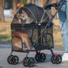 Passeggino Pieghevole per Animali Domestici Rete Traspirante con Tettuccio Apribile in 2 Modi Vassoio Cibo Rimovibile Portabicchieri Passeggino da Viaggio per Gatti Cani Cani Medi Grandi