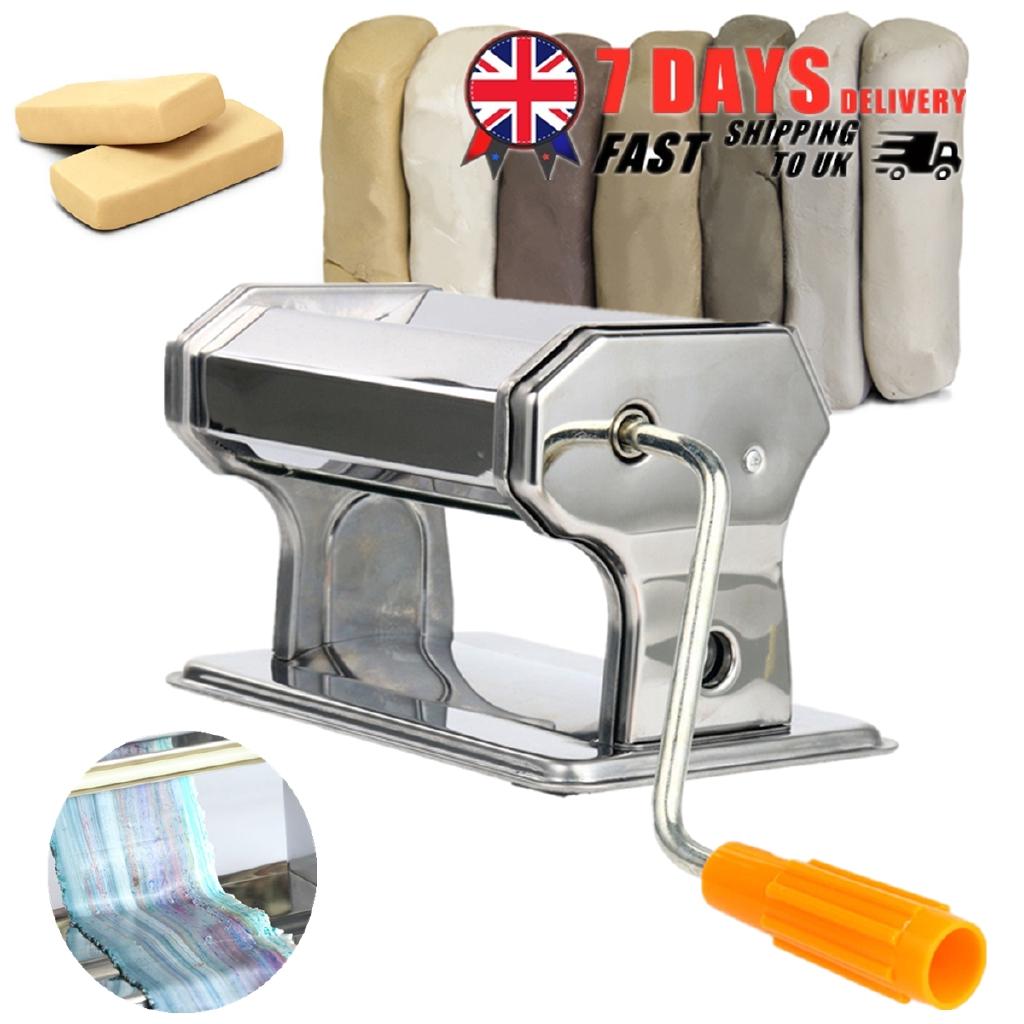 Silver DIY Craft Polymer Rolling Machine Stainless Steel Non-Electric Clay Press Roller Hand Cranked Handmade Press Pasta Tools
