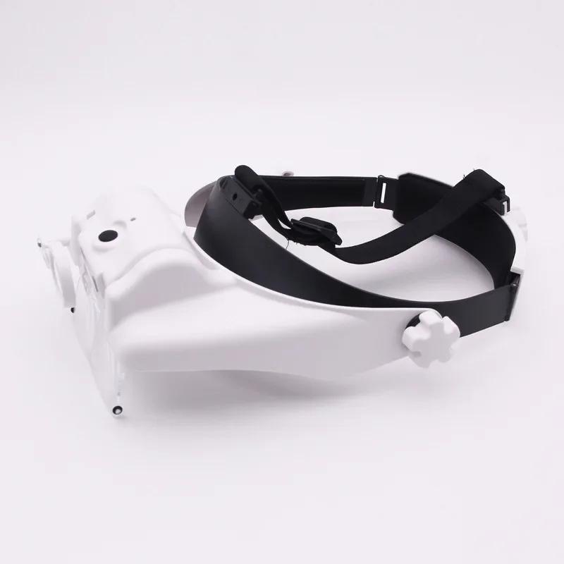 Hands Free Head Mounted Magnifier With Led Light Adjustable Magnification Reading Repair Vision Tool