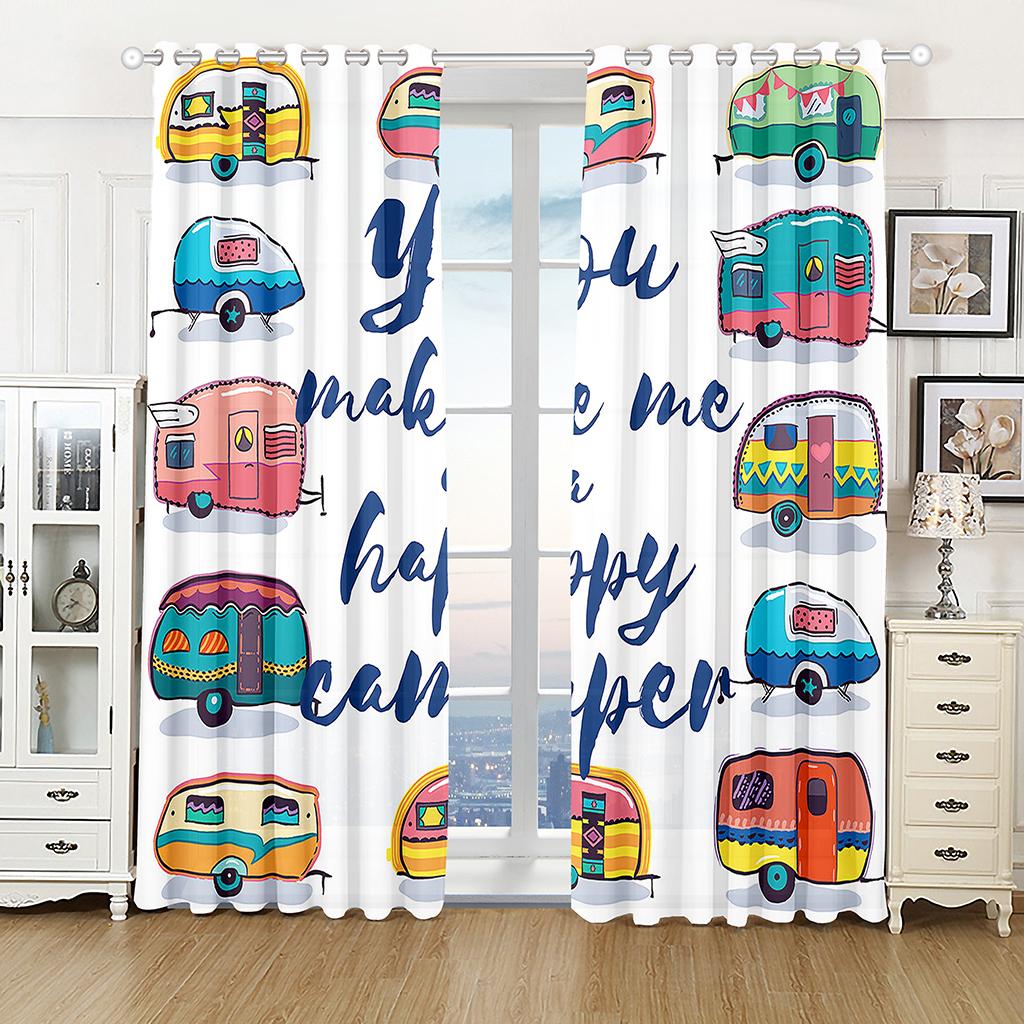 

Мультяшный грузовик, гоночная машина, пожарный, экскаватор, мальчик, оконное оформление для спальни, офиса, кухни, гостиной, домашнего декора, для девочек, 2 шт. W50 X H130(CM)X2&Grommet Top