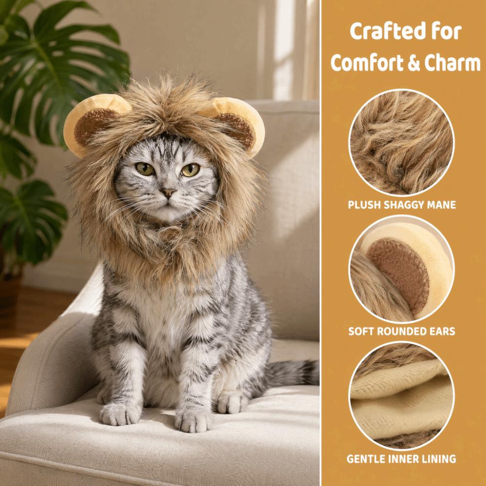 Lightweight Cat Mane Wig Face Opening Pet Wig Washable Mane Wig for Cat  Indoor Cat Wear