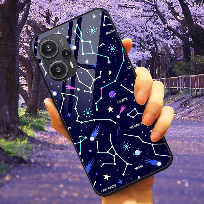 For Xiaomi Poco F5 5G / F5Pro Case Tempered Glass Lake Moon Hard Phone Cover for POCO F5 Pro Capas Funda on PocoF5 Luxury Coque