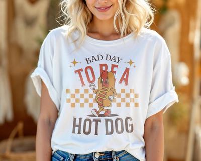 Bad Day To Be a Hot Dog T-Shirt – Funny Retro Food Humor Graphic Tee A354
