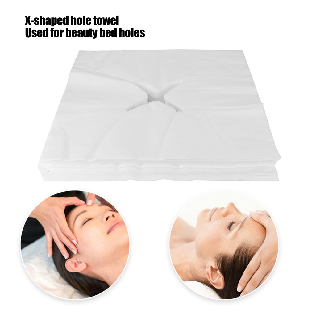 200 Stück Beutel Einweg-Vliesstoff Massagetisch Bettkissen Loch Handtuch Gesichtsloch Matte