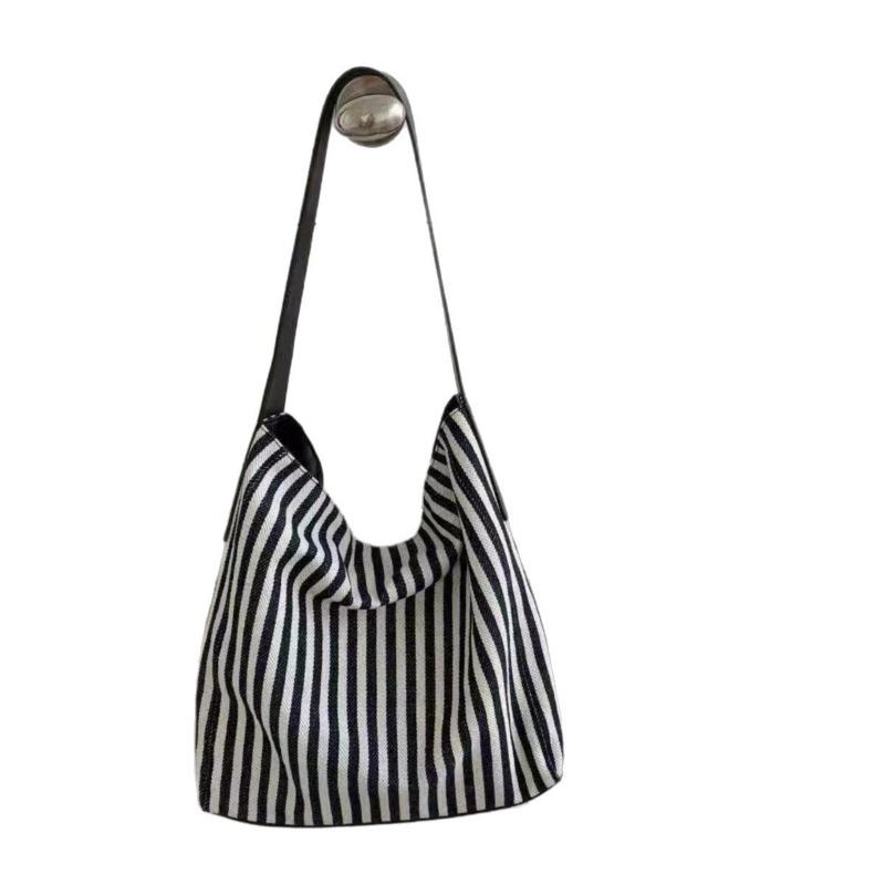 Large-capacity Tote Bag, Versatile Striped Commuter Single-shoulder Bag, Women's Casual Underarm Bag