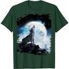 Kosmischer Wolf Heulender Mond Grafik T-Shirt Herren Lässig Rundhals Atmungsaktiv Kurzarm T-Shirt