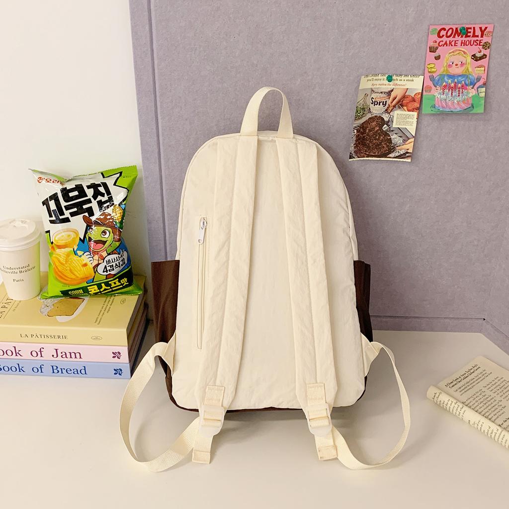 Schoolbag new high-value Mori ins fresh and sweet contrasting color tooling wind backpack junior high school students lightweight backpack
