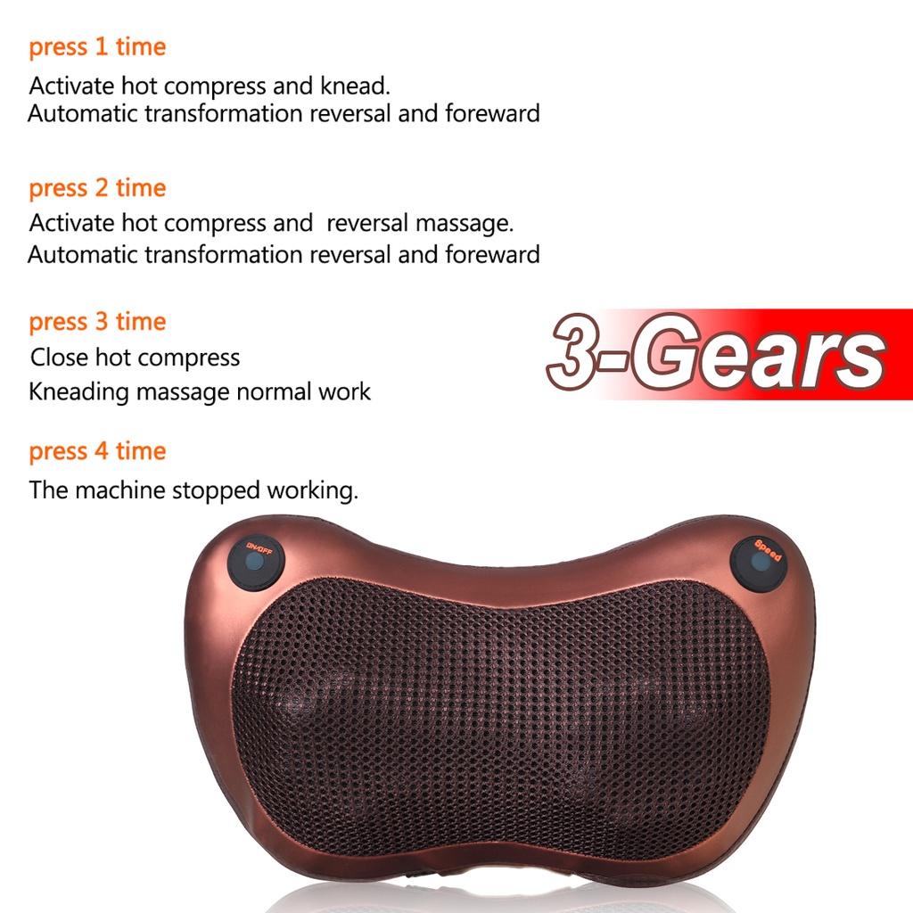 DC 12V Electric Massage Pillow Electric Shoulder Back Heating Kneading Infrared Therapy Pillow Shiatsu