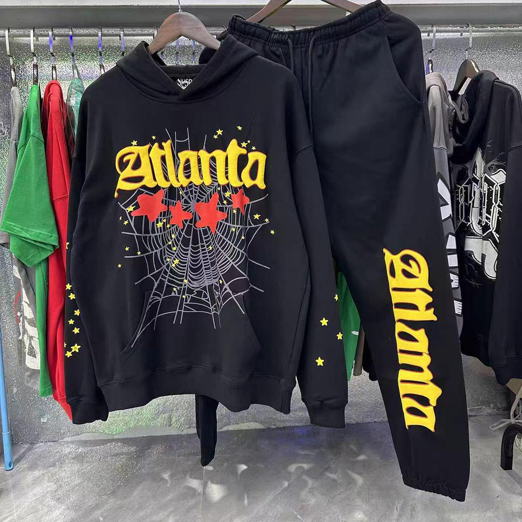 Young Thug Style Spider Web Hoodie Set