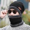 1 Zestaw Męska Czapka Zimowa Szalik Rękawiczki Zestaw Grubo Dzianinowy Miękki Ciepły Elastyczny Kolorowy Ochrona Uszu Pięć Palców Wiatroszczelna Zimowa Outdoorowa Czapka Rowerowa Szyjny